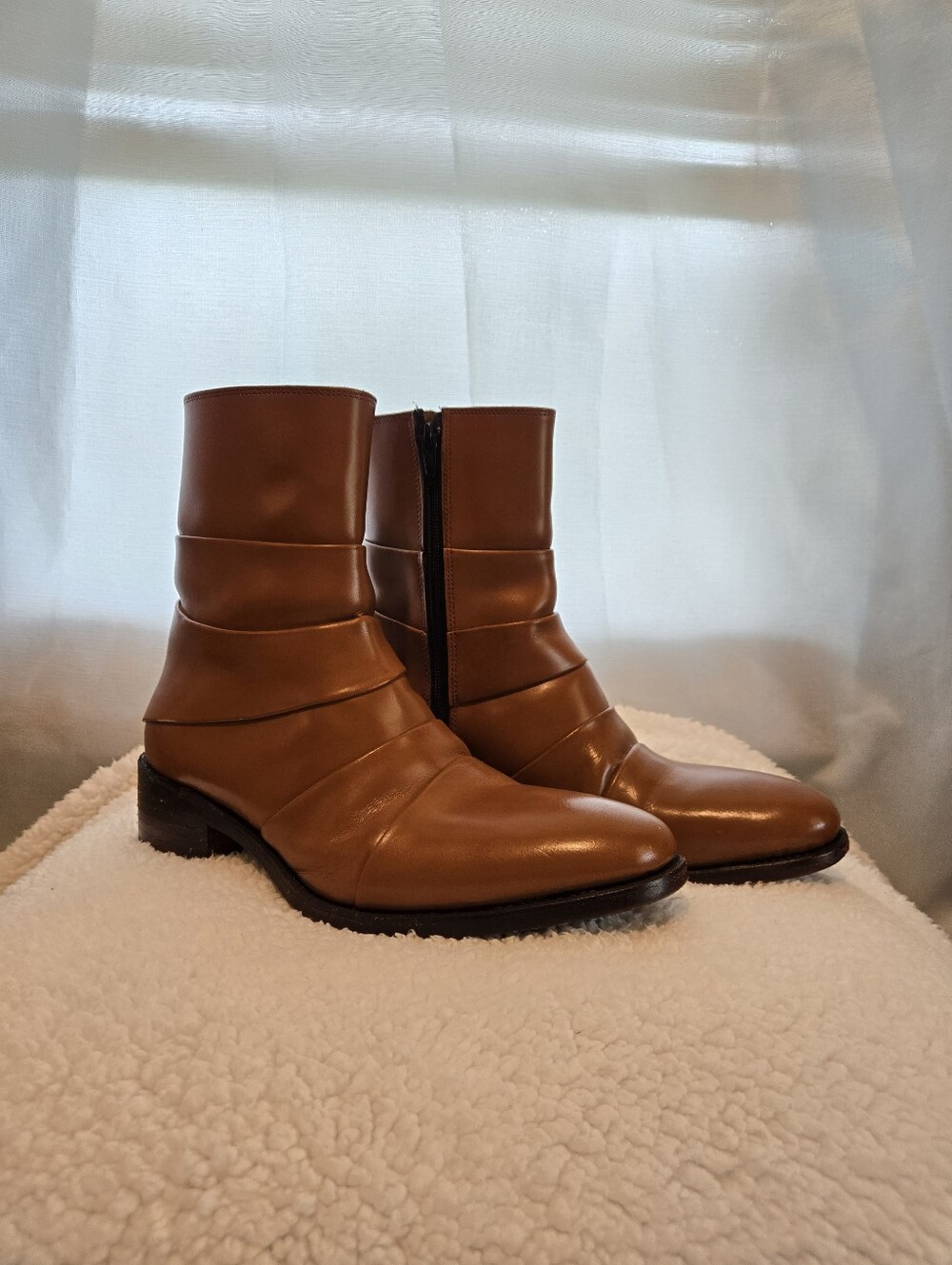 Bespoke Hand Made Classic Tan Leather Cuban Heel Boots